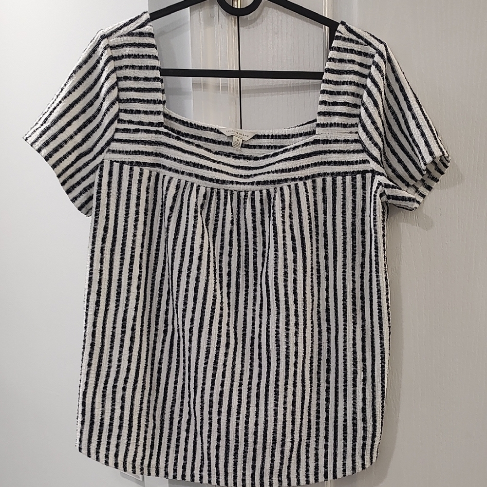 Lucky Brand Striped Black and White Women's Top
